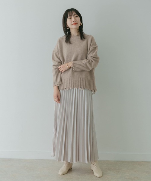 KBF+（ケービーエフプラス）の「KBF+　ダメージオーバーニット∴（ニット/セーター・レディース・アイボリー/ブルー/モカ・ONE）」の17枚目の写真