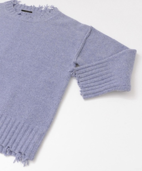 KBF+（ケービーエフプラス）の「KBF+　ダメージオーバーニット∴（ニット/セーター・レディース・アイボリー/ブルー/モカ・ONE）」の15枚目の写真