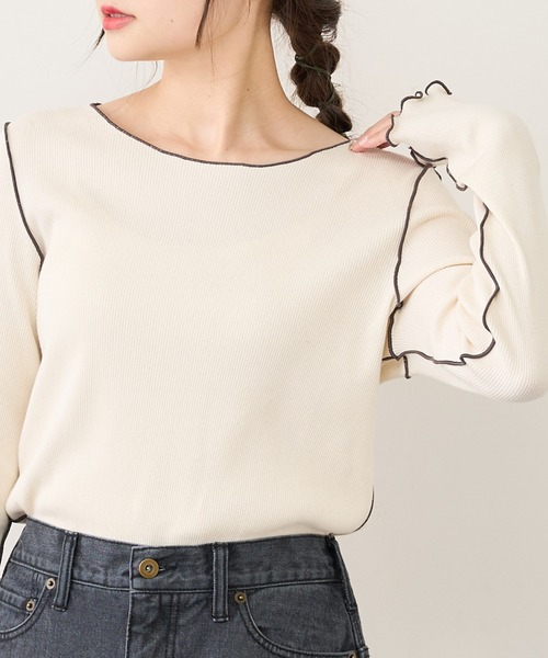 PUAL CE CIN（ピュアルセシン）の「テレコメロウロングスリーブ（Tシャツ/カットソー・レディース・ブラック系その他/ベージュ系その他/ブラック系その他2/ベージュ系その他2・FREE）」の4枚目の写真