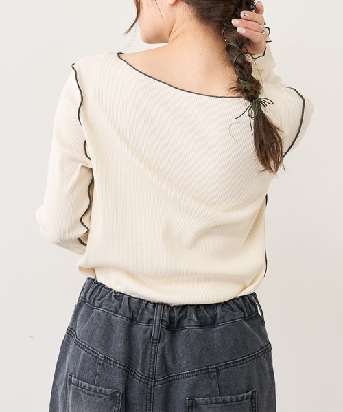 PUAL CE CIN（ピュアルセシン）の「テレコメロウロングスリーブ（Tシャツ/カットソー・レディース・ブラック系その他/ベージュ系その他/ブラック系その他2/ベージュ系その他2・FREE）」の19枚目の写真