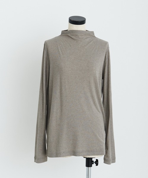 note et silence (ノートエシロンス)の「【 AMB100貨 】ボトルネック長袖Tシャツ 120/2フライス(Tシャツ/カットソー・レディース・グレー/ホワイト/ブラック・FREE)」の5枚目の写真