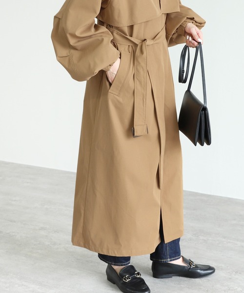 reca（レカ）の「シャークスキンフライヨークステンカラーコート（ステンカラーコート・レディース・ベージュ/グリーン系その他・M）」の8枚目の写真