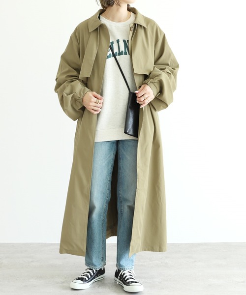 reca（レカ）の「シャークスキンフライヨークステンカラーコート（ステンカラーコート・レディース・ベージュ/グリーン系その他・M）」の17枚目の写真