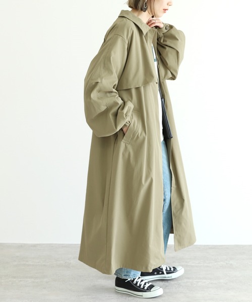 reca（レカ）の「シャークスキンフライヨークステンカラーコート（ステンカラーコート・レディース・ベージュ/グリーン系その他・M）」の16枚目の写真