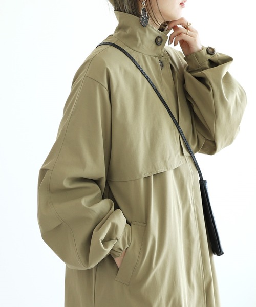 reca（レカ）の「シャークスキンフライヨークステンカラーコート（ステンカラーコート・レディース・ベージュ/グリーン系その他・M）」の14枚目の写真