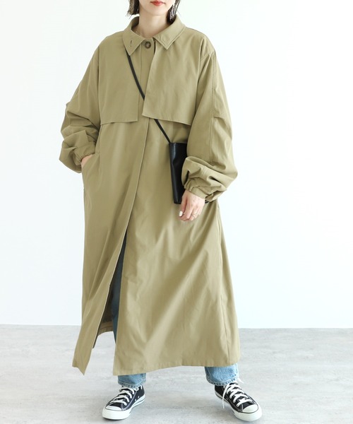 reca（レカ）の「シャークスキンフライヨークステンカラーコート（ステンカラーコート・レディース・ベージュ/グリーン系その他・M）」の19枚目の写真