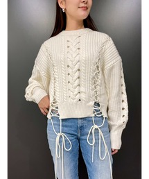 DIESEL | レディース サステナブル ニット トップス ケーブル編み デザインニット セーター(ニット/セーター)