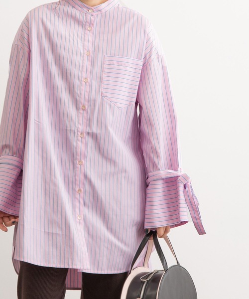 POU DOU DOU（プードゥドゥ）の「リボンスリーブチュニックシャツ（シャツ/ブラウス・レディース・オフホワイト/ブルー/ピンク・3）」の16枚目の写真