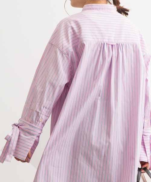 POU DOU DOU（プードゥドゥ）の「リボンスリーブチュニックシャツ（シャツ/ブラウス・レディース・オフホワイト/ブルー/ピンク・3）」の8枚目の写真