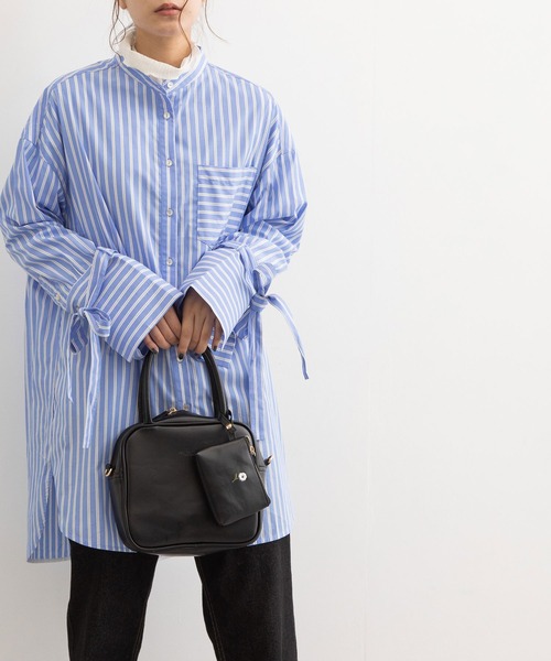 POU DOU DOU（プードゥドゥ）の「リボンスリーブチュニックシャツ（シャツ/ブラウス・レディース・オフホワイト/ブルー/ピンク・3）」の17枚目の写真