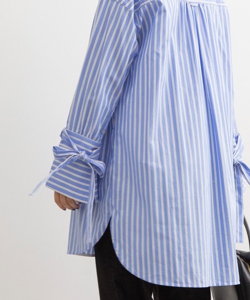 POU DOU DOU（プードゥドゥ）の「リボンスリーブチュニックシャツ（シャツ/ブラウス・レディース・オフホワイト/ブルー/ピンク・3）」の13枚目の写真