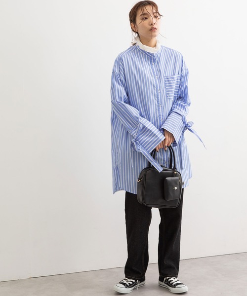 POU DOU DOU（プードゥドゥ）の「リボンスリーブチュニックシャツ（シャツ/ブラウス・レディース・オフホワイト/ブルー/ピンク・3）」の22枚目の写真