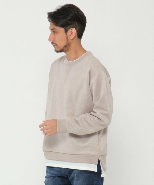 ikka（イッカ）の「清潔フェイクスエードレイヤードプルオーバー（スウェット・メンズ・ブルー/ライトグレー・L/M/S/XL）」の2枚目の写真