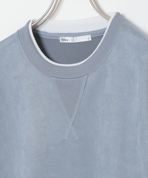 ikka（イッカ）の「清潔フェイクスエードレイヤードプルオーバー（スウェット・メンズ・ブルー/ライトグレー・L/M/S/XL）」の7枚目の写真