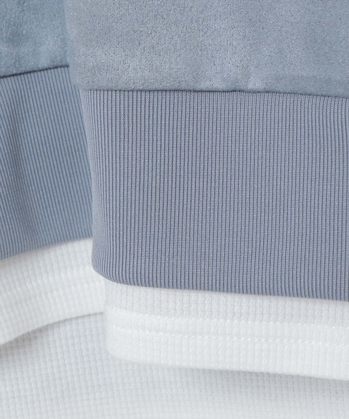 ikka（イッカ）の「清潔フェイクスエードレイヤードプルオーバー（スウェット・メンズ・ブルー/ライトグレー・L/M/S/XL）」の8枚目の写真