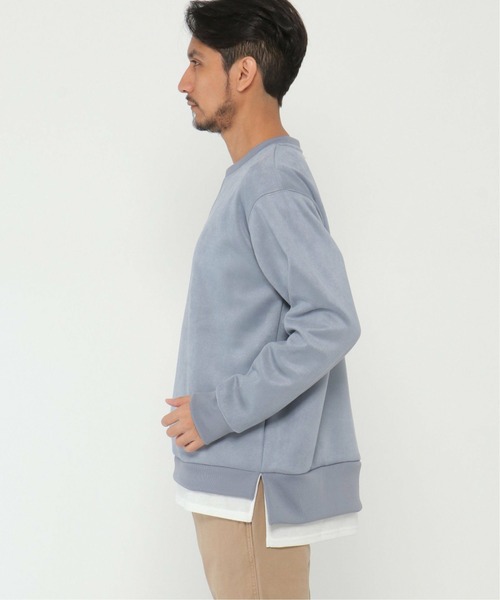 ikka（イッカ）の「清潔フェイクスエードレイヤードプルオーバー（スウェット・メンズ・ブルー/ライトグレー・L/M/S/XL）」の16枚目の写真