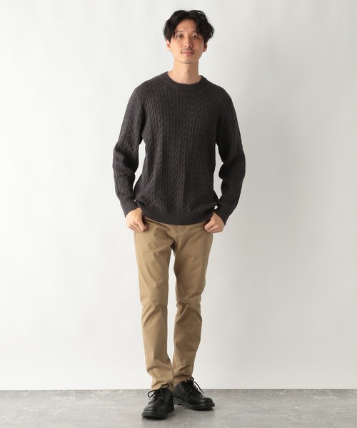 GLOBAL WORK（グローバルワーク）の「カシミヤミックスケーブルニット/954135（ニット/セーター・メンズ・チャコールグレー/ライトグリーン/オフホワイト/ベージュ/ダークブラウン/スカイブルー・SMALL/MEDIUM/LARGE/X-LARGE）」の13枚目の写真