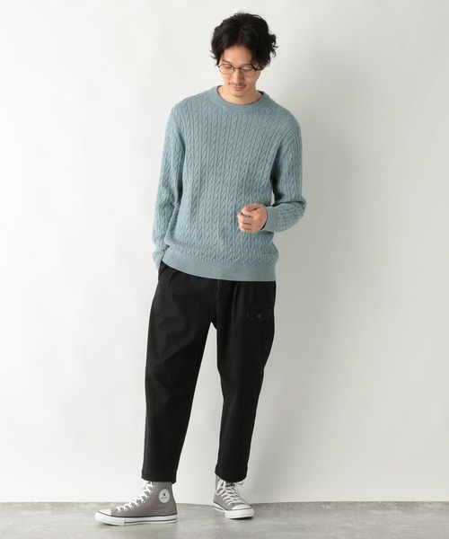 GLOBAL WORK（グローバルワーク）の「カシミヤミックスケーブルニット/954135（ニット/セーター・メンズ・チャコールグレー/ライトグリーン/オフホワイト/ベージュ/ダークブラウン/スカイブルー・SMALL/MEDIUM/LARGE/X-LARGE）」の19枚目の写真