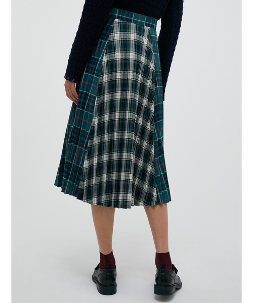 MAX&Co.（マックス アンド コー）の「MAX＆Co. [インジェヌオ] パッチワーク タータン ミディ スカート（スカート・レディース・グリーン・40/38/42/36）」の4枚目の写真