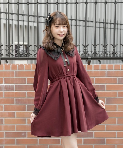 ROJITA（ロジータ）の「チョーカーリボン配色レースカラーワンピース