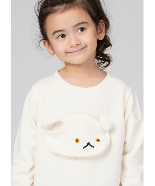 Design Tshirts Store graniph（デザイン　ティーシャツ　ストア　グラニフ）の「しろくまちゃん ポケット(こぐまちゃん)｜コラボキッズスウェット（スウェット・キッズ・オフホワイト・110/140/120/100/130）」の3枚目の写真