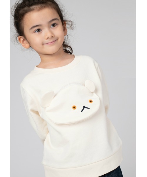 Design Tshirts Store graniph（デザイン　ティーシャツ　ストア　グラニフ）の「しろくまちゃん ポケット(こぐまちゃん)｜コラボキッズスウェット（スウェット・キッズ・オフホワイト・110/140/120/100/130）」の10枚目の写真
