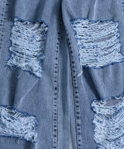 J1U by LA BELLE ETUDE（ジユウバイラベルエチュード）の「ダメージワイドデニム（デニムパンツ・レディース・ブラック/ブルー・1/0）」の15枚目の写真