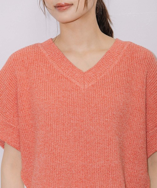 Munich(ミューニック)の「片畦編みニット×カットソードッキングトップス(Tシャツ/カットソー・レディース・グレイッシュベージュ/ネイビー/ピンク・FREE)」の15枚目の写真