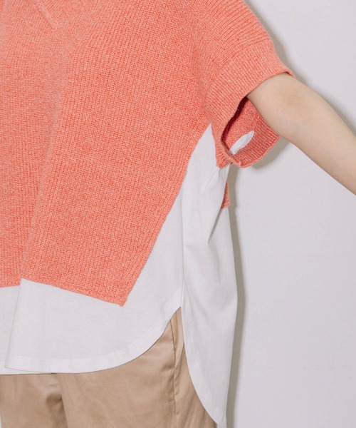 Munich(ミューニック)の「片畦編みニット×カットソードッキングトップス(Tシャツ/カットソー・レディース・グレイッシュベージュ/ネイビー/ピンク・FREE)」の17枚目の写真