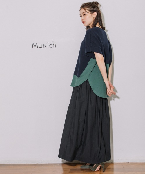Munich(ミューニック)の「片畦編みニット×カットソードッキングトップス(Tシャツ/カットソー・レディース・グレイッシュベージュ/ネイビー/ピンク・FREE)」の22枚目の写真