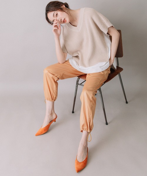 Munich(ミューニック)の「片畦編みニット×カットソードッキングトップス(Tシャツ/カットソー・レディース・グレイッシュベージュ/ネイビー/ピンク・FREE)」の5枚目の写真