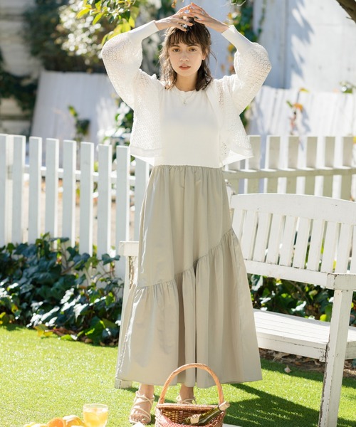 Cheek(チーク)の「クロシェボレロSETワンピース(ワンピース・レディース・オフホワイト/イエロー/ブラック・MEDIUM)」の4枚目の写真