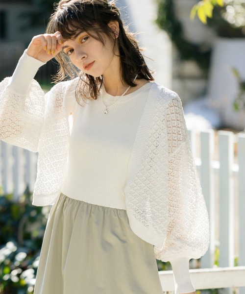 Cheek(チーク)の「クロシェボレロSETワンピース(ワンピース・レディース・オフホワイト/イエロー/ブラック・MEDIUM)」の8枚目の写真
