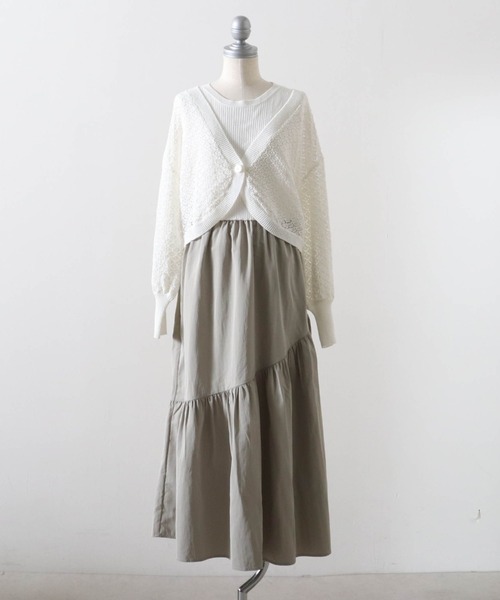 Cheek(チーク)の「クロシェボレロSETワンピース(ワンピース・レディース・オフホワイト/イエロー/ブラック・MEDIUM)」の12枚目の写真