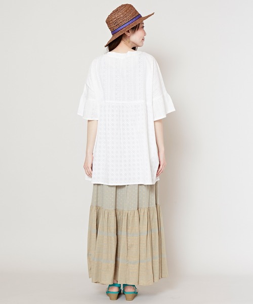 チャイハネ（チャイハネ）の「【チャイハネ】箔プリントティアードスカート（スカート・レディース・ホワイト/ブラック/パープル/ピンク/イエロー/ブルー/レッド/オフホワイト/カーキ・FREE）」の22枚目の写真