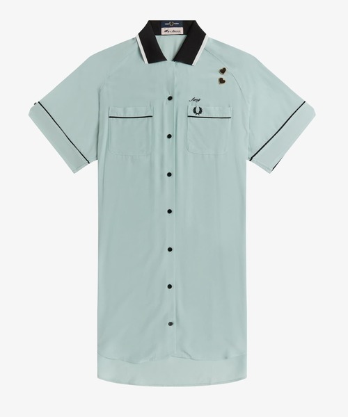 【FRED PERRY】Bowling Shirt Dress ボウリングシャツ Fred Perry x Amy Winehouse bowling shirt dress in blue | ASOS