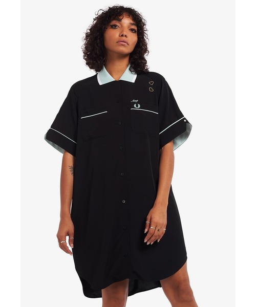 FRED PERRY（フレッドペリー） Bowling Shirt Dress Fred Perry x Amy Winehouse bowling shirt dress in blue | ASOS
