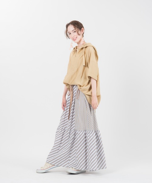 LAYMEE(レイミー)の「Nansy Stripe SK / ナンシーストライプスカート(スカート・レディース・ベージュ/ブルー・FREE)」の8枚目の写真