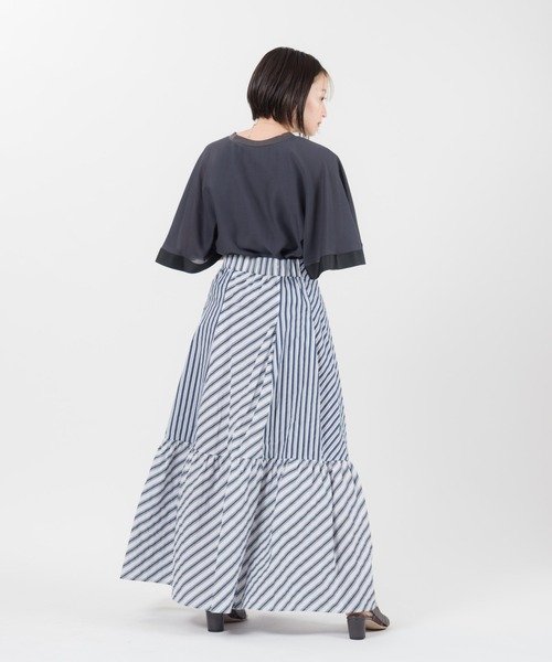 LAYMEE(レイミー)の「Nansy Stripe SK / ナンシーストライプスカート(スカート・レディース・ベージュ/ブルー・FREE)」の16枚目の写真