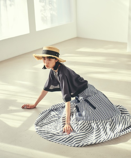 LAYMEE(レイミー)の「Nansy Stripe SK / ナンシーストライプスカート(スカート・レディース・ベージュ/ブルー・FREE)」の20枚目の写真