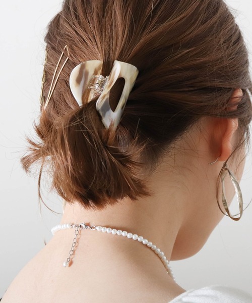 Cheek（チーク）の「ニュアンスヘアクリップ（バレッタ/ヘアクリップ・レディース・オフホワイト/グリーン系その他/ホワイト×ブラウン・FREE）」の10枚目の写真