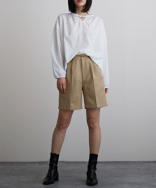 Mayree（メイリー）の「【Mayree】タックショートパンツ（スラックス・レディース・ブラック/ベージュ/パープル/グレイッシュベージュ・FREE）」の14枚目の写真