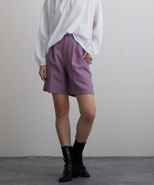 Mayree（メイリー）の「【Mayree】タックショートパンツ（スラックス・レディース・ブラック/ベージュ/パープル/グレイッシュベージュ・FREE）」の17枚目の写真