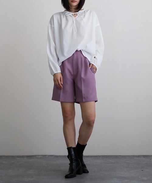 Mayree（メイリー）の「【Mayree】タックショートパンツ（スラックス・レディース・ブラック/ベージュ/パープル/グレイッシュベージュ・FREE）」の21枚目の写真