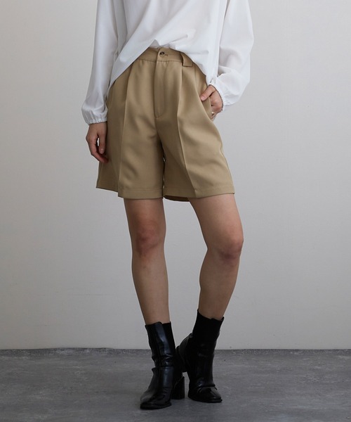 Mayree（メイリー）の「【Mayree】タックショートパンツ（スラックス・レディース・ブラック/ベージュ/パープル/グレイッシュベージュ・FREE）」の10枚目の写真