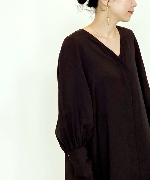 journal standard L'essage(ジャーナルスタンダードレサージュ)の「ストライプ/ムジ Vネックフレアワンピース◆(ワンピース・レディース・ブラック/ベージュ/グリーン・FREE)」の20枚目の写真