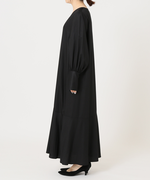 journal standard L'essage(ジャーナルスタンダードレサージュ)の「ストライプ/ムジ Vネックフレアワンピース◆(ワンピース・レディース・ブラック/ベージュ/グリーン・FREE)」の4枚目の写真