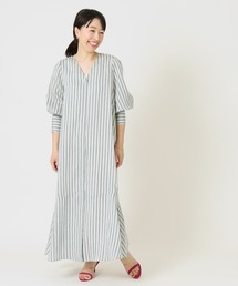 journal standard L'essage | ストライプ/ムジ Vネックフレアワンピース◆(ワンピース)