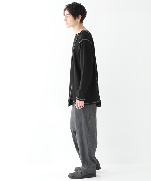 osharewalker（オシャレウォーカー）の「【廃盤】『配色ステッチアシメロンT』（Tシャツ/カットソー・メンズ・オフホワイト/ブラック・FREE）」の14枚目の写真