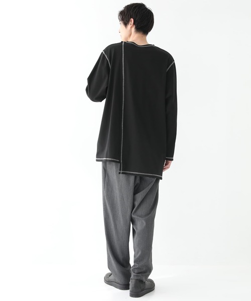 osharewalker（オシャレウォーカー）の「【廃盤】『配色ステッチアシメロンT』（Tシャツ/カットソー・メンズ・オフホワイト/ブラック・FREE）」の15枚目の写真